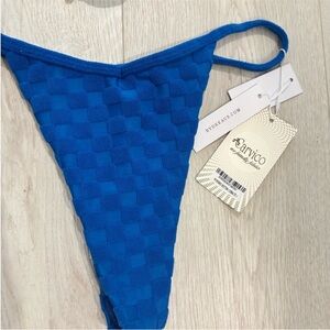 Blue Textured Women's Swim Bottom